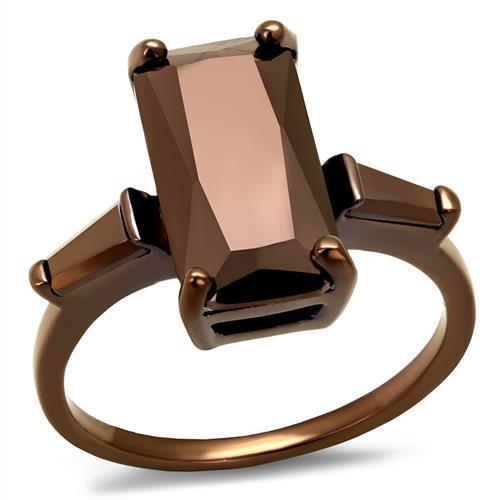 3W1160 - IP Coffee light Brass Ring with AAA Grade CZ in Light Coffee
