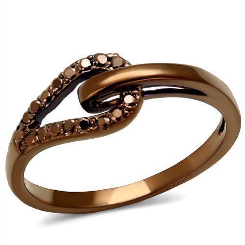 3W1161 - IP Coffee light Brass Ring with AAA Grade CZ in Light Coffee