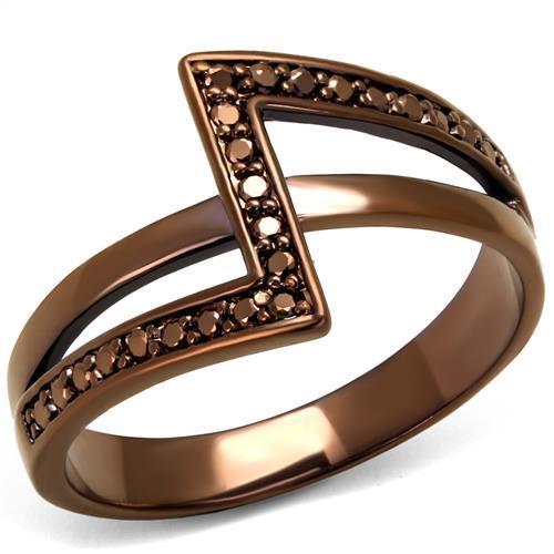 3W1162 - IP Coffee light Brass Ring with AAA Grade CZ in Light Coffee