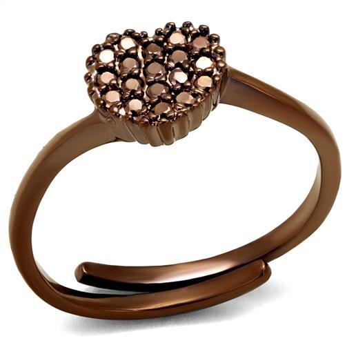 3W1166 - IP Coffee light Brass Ring with AAA Grade CZ in Light Coffee