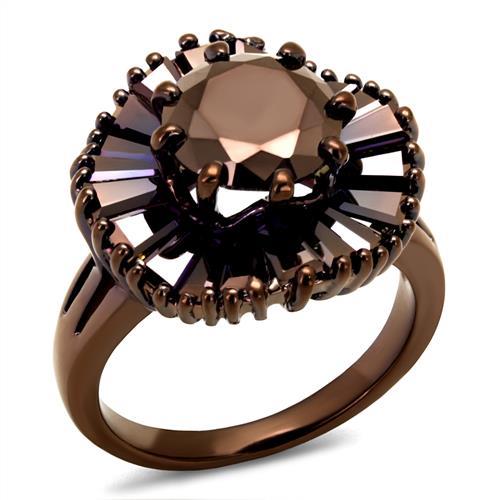 3W1167 - IP Coffee light Brass Ring with AAA Grade CZ in Light Coffee