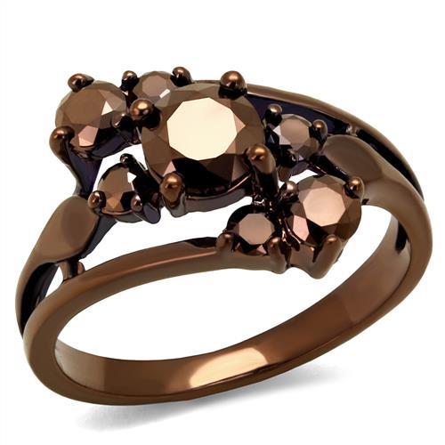 3W1168 - IP Coffee light Brass Ring with AAA Grade CZ in Light Coffee
