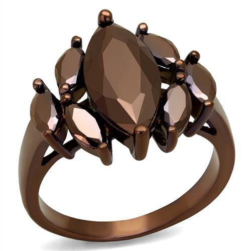 3W1173 - IP Coffee light Brass Ring with AAA Grade CZ in Light Coffee