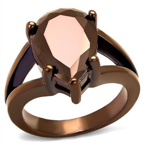 3W1174 - IP Coffee light Brass Ring with AAA Grade CZ in Light Coffee