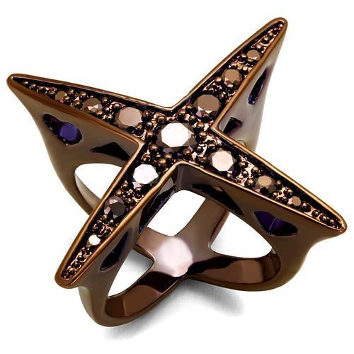 3W1175 - IP Coffee light Brass Ring with AAA Grade CZ in Light Coffee