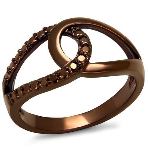 3W1176 - IP Coffee light Brass Ring with AAA Grade CZ in Light Coffee