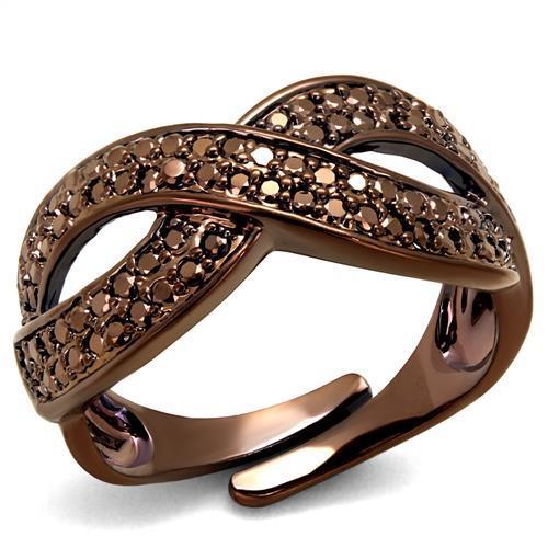 3W1179 - IP Coffee light Brass Ring with AAA Grade CZ in Light Coffee