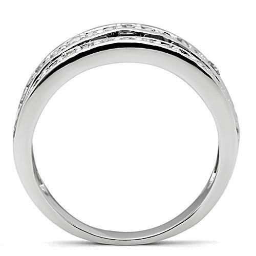 3W117 - Rhodium Brass Ring with AAA Grade CZ in Jet