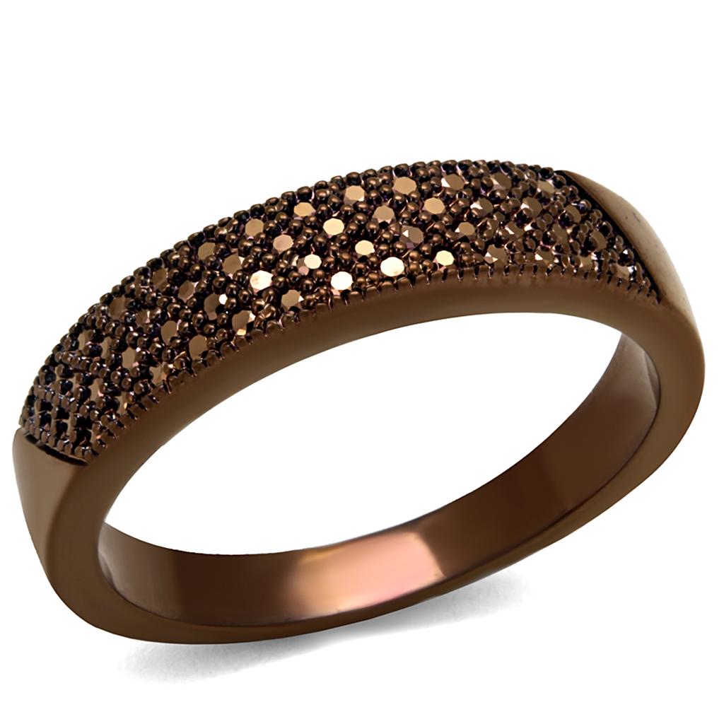 3W1186 - IP Coffee light Brass Ring with AAA Grade CZ in Light Coffee