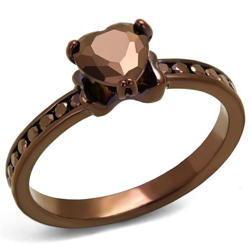 3W1191 - IP Coffee light Brass Ring with AAA Grade CZ in Light Coffee