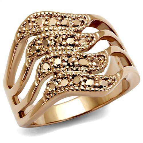 3W1196 - IP Rose Gold(Ion Plating) Brass Ring with AAA Grade CZ in Metallic Light Gold