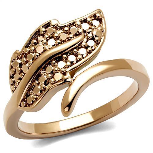 3W1200 - IP Rose Gold(Ion Plating) Brass Ring with AAA Grade CZ in Metallic Light Gold