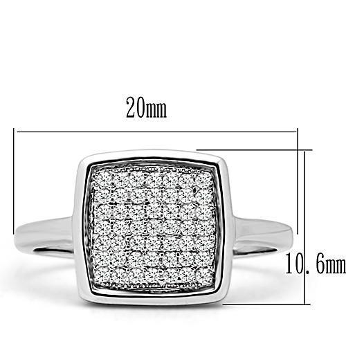 3W120 - Rhodium Brass Ring with AAA Grade CZ in Clear
