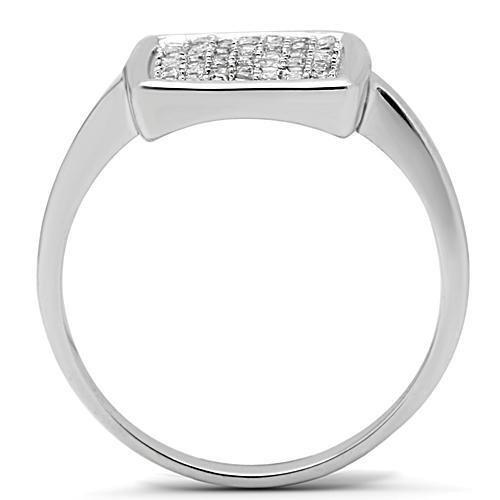 3W120 - Rhodium Brass Ring with AAA Grade CZ in Clear