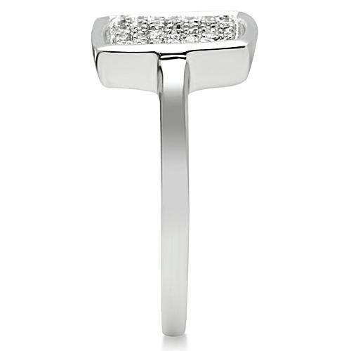 3W120 - Rhodium Brass Ring with AAA Grade CZ in Clear