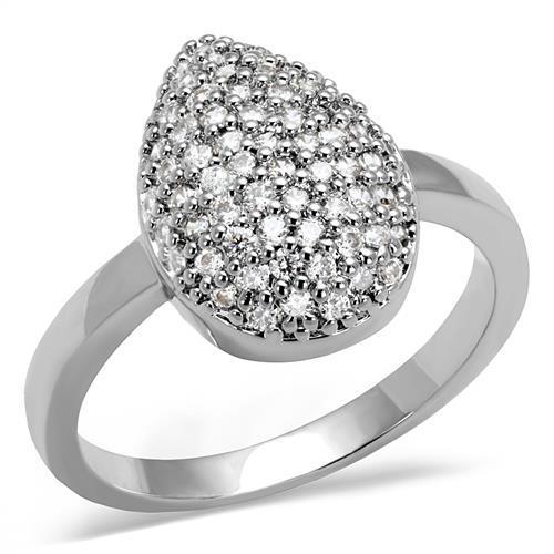 3W1211 - Rhodium Brass Ring with AAA Grade CZ in Clear