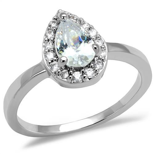 3W1219 - Rhodium Brass Ring with AAA Grade CZ in Clear