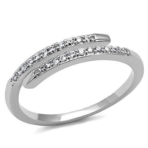 3W1222 - Rhodium Brass Ring with AAA Grade CZ in Clear