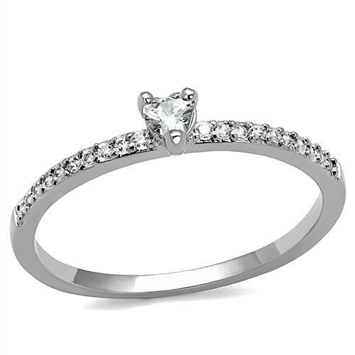 3W1224 - Rhodium Brass Ring with AAA Grade CZ in Clear