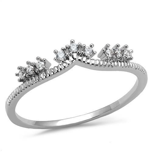 3W1226 - Rhodium Brass Ring with AAA Grade CZ in Clear