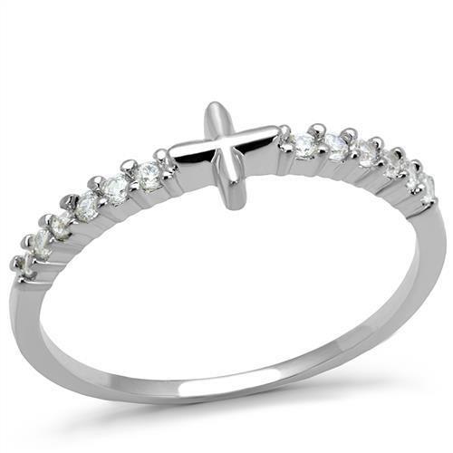 3W1227 - Rhodium Brass Ring with AAA Grade CZ in Clear