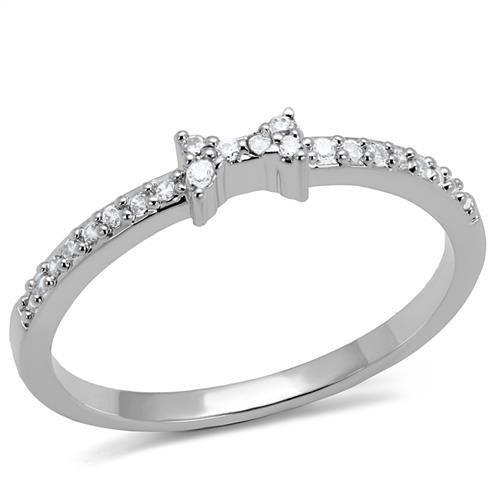 3W1228 - Rhodium Brass Ring with AAA Grade CZ in Clear