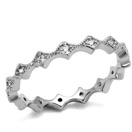 3W1231 - Rhodium Brass Ring with AAA Grade CZ in Clear