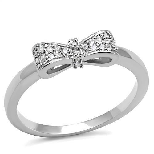 3W1235 - Rhodium Brass Ring with AAA Grade CZ in Clear