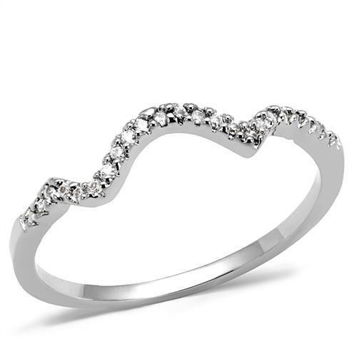 3W1239 - Rhodium Brass Ring with AAA Grade CZ in Clear