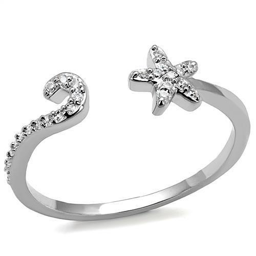 3W1240 - Rhodium Brass Ring with AAA Grade CZ in Clear