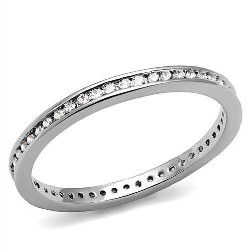 3W1241 - Rhodium Brass Ring with AAA Grade CZ in Clear