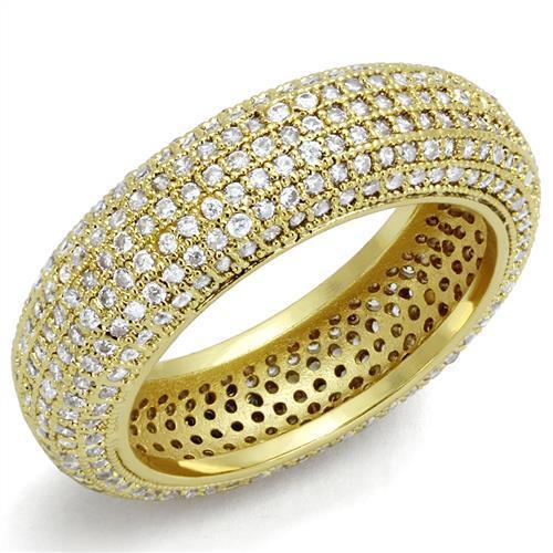 3W1272 - Gold Brass Ring with AAA Grade CZ in Clear