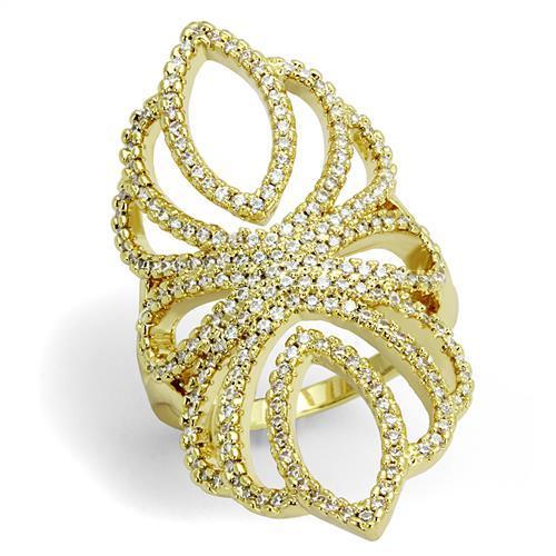 3W1274 - Gold Brass Ring with AAA Grade CZ in Clear