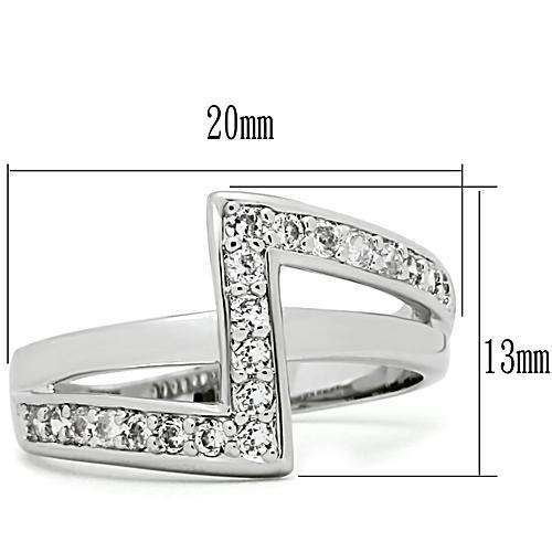 3W127 - Rhodium Brass Ring with AAA Grade CZ in Clear