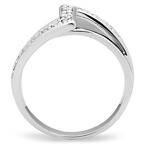 3W127 - Rhodium Brass Ring with AAA Grade CZ in Clear