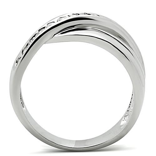 3W128 - Rhodium Brass Ring with AAA Grade CZ in Clear