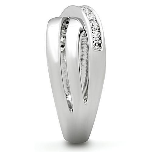 3W128 - Rhodium Brass Ring with AAA Grade CZ in Clear