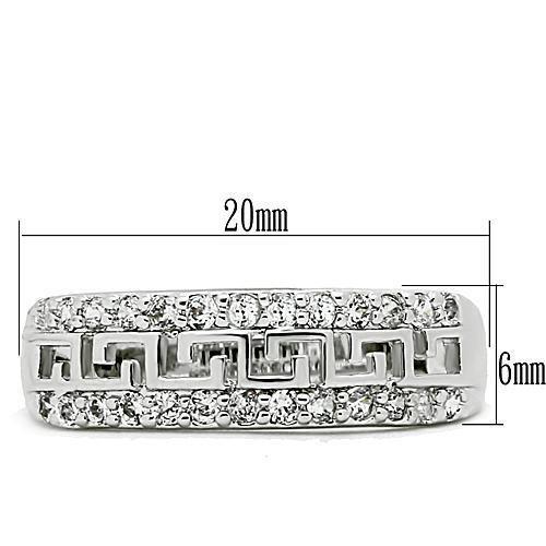 3W130 - Rhodium Brass Ring with AAA Grade CZ in Clear