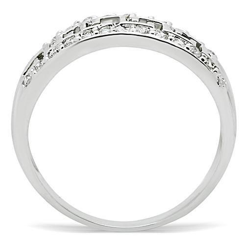 3W130 - Rhodium Brass Ring with AAA Grade CZ in Clear
