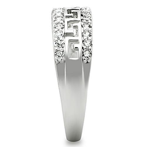 3W130 - Rhodium Brass Ring with AAA Grade CZ in Clear