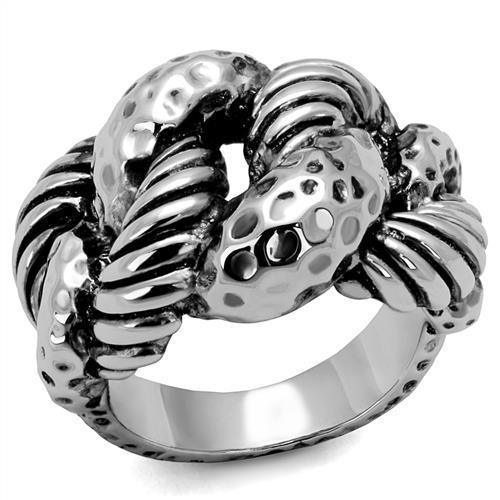 3W1310 - Rhodium Brass Ring with Epoxy in Jet