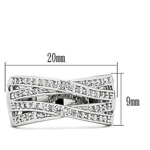 3W131 - Rhodium Brass Ring with AAA Grade CZ in Clear