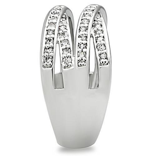 3W131 - Rhodium Brass Ring with AAA Grade CZ in Clear