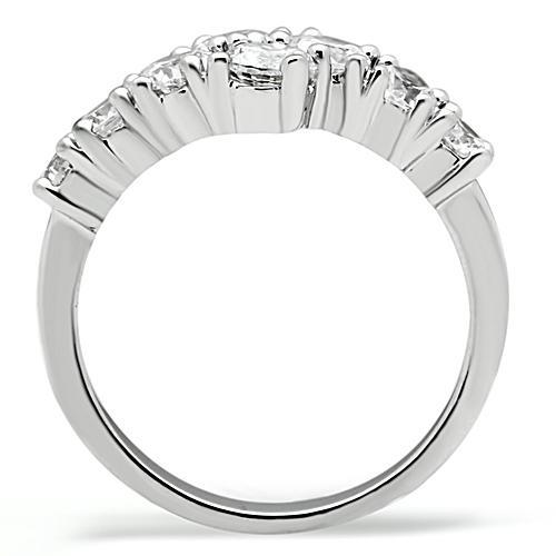 3W132 - Rhodium Brass Ring with AAA Grade CZ in Clear