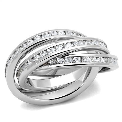 3W1331 - Rhodium Brass Ring with AAA Grade CZ in Clear
