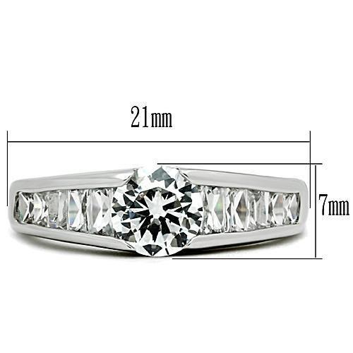 3W133 - Rhodium Brass Ring with AAA Grade CZ in Clear