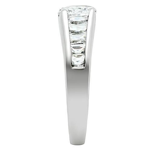 3W133 - Rhodium Brass Ring with AAA Grade CZ in Clear