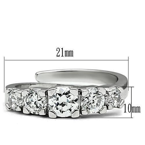 3W134 - Rhodium Brass Ring with AAA Grade CZ in Clear