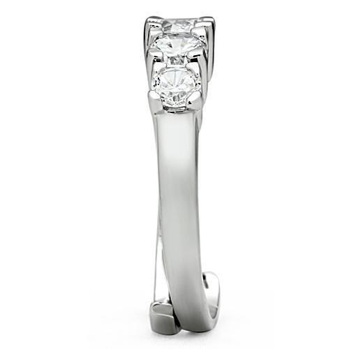 3W134 - Rhodium Brass Ring with AAA Grade CZ in Clear