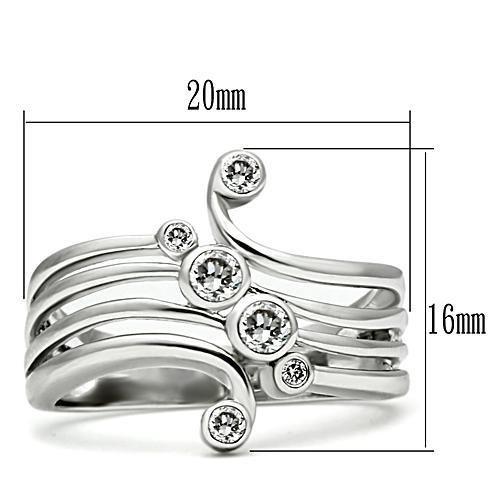 3W135 - Rhodium Brass Ring with AAA Grade CZ in Clear